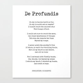 De Profundis - Christina Rossetti Poem - Literature - Typewriter Print 1 Canvas Print