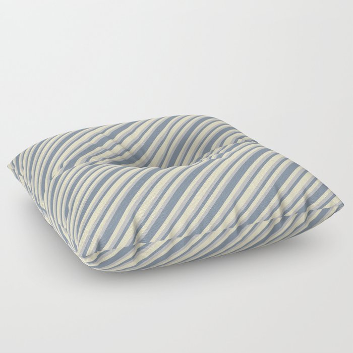 Bisque, Grey, and Light Slate Gray Colored Striped Pattern Floor Pillow