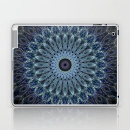 Dark blue and silver mandala Laptop Skin