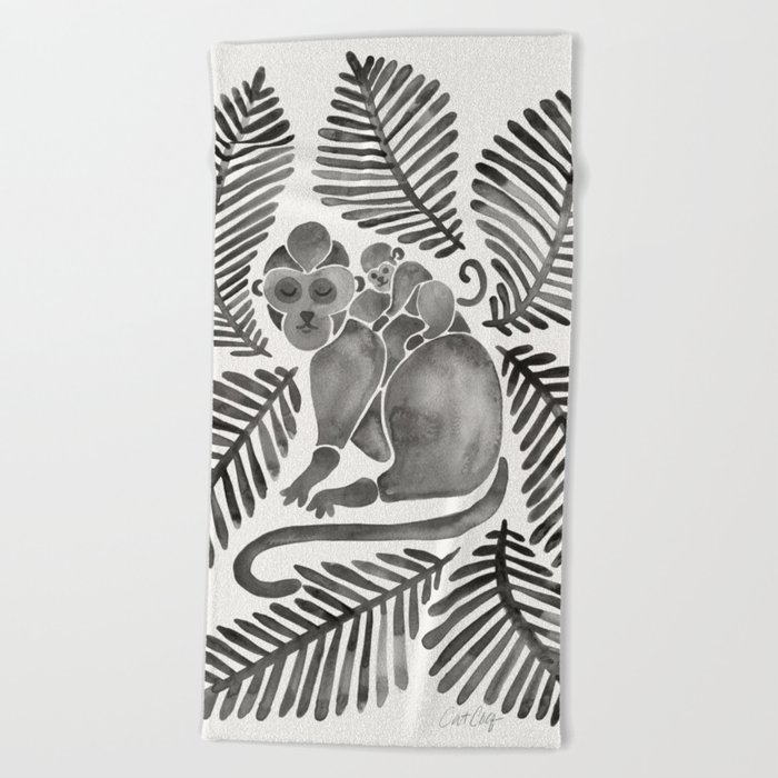 Monkey Cuddles – Black Palette Beach Towel