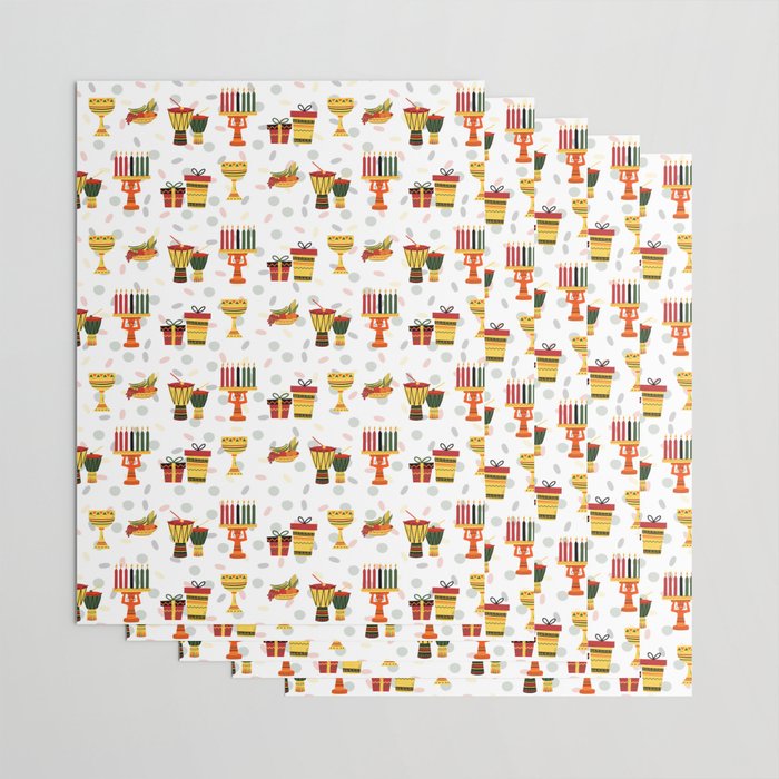 Happy Kwanzaa in White Wrapping Paper by Jackie and James