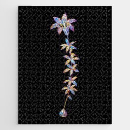 Floral Wood Lily Mosaic on Black Jigsaw Puzzle