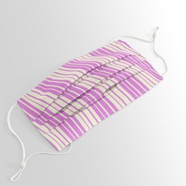[ Thumbnail: Orchid & Beige Colored Lined/Striped Pattern Face Mask ]