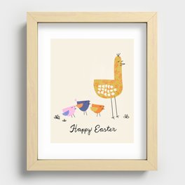 Happy Easter Collage Birds Recessed Framed Print