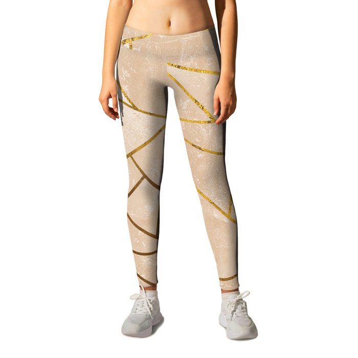 Rustic Stone With Modern Gold Accent Lines Leggings