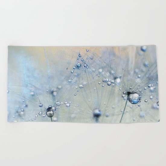 ice blue dandelion Beach Towel