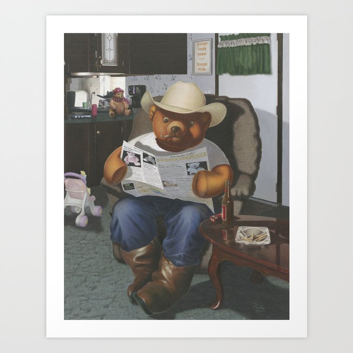 Redneck Teddy Art Print