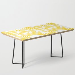 Yellow Silhouette Fern Leaves Pattern Coffee Table