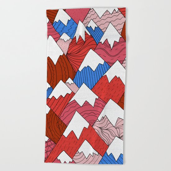 The Red Mountains (Pattern) Beach Towel