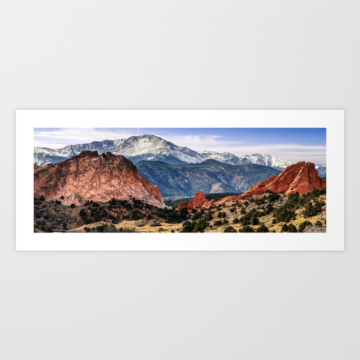 Pikes Peak Mountain Panorama - Colorful Colorado Springs Art Print