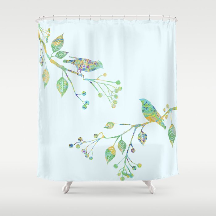 Birds on Branches Love Bird Couple Vintage Floral Pattern ...
