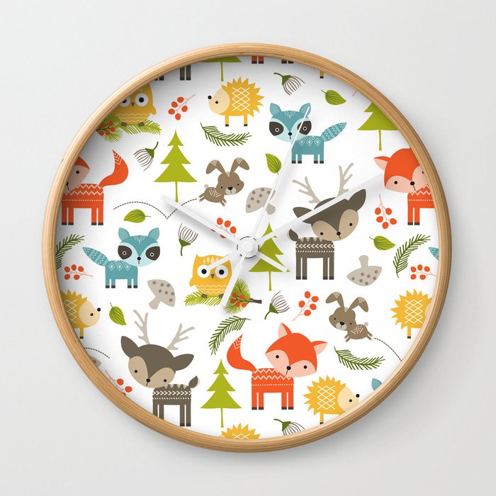Woodland Animals Wall Clock