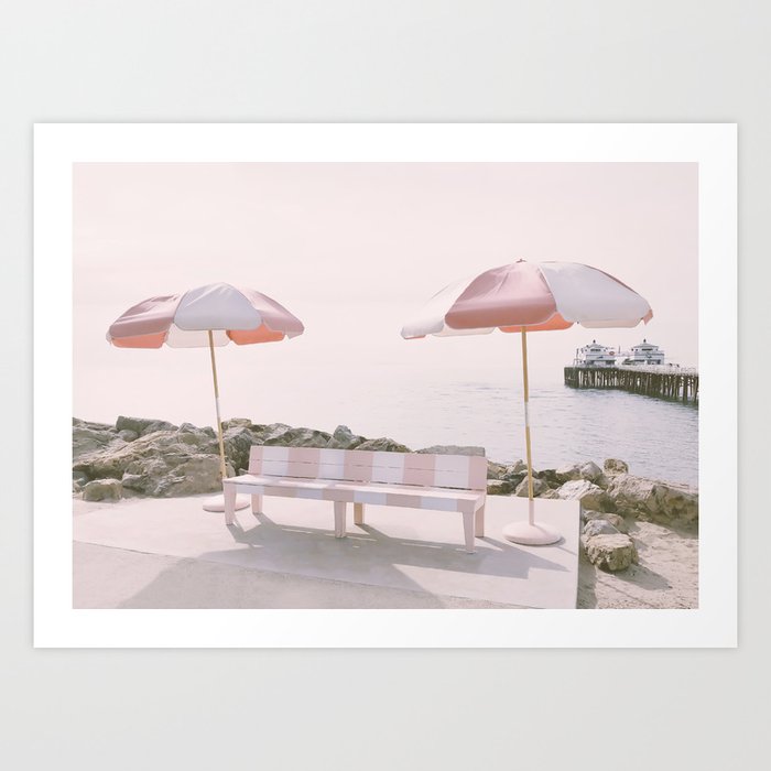 Malibu pier | California photography | Bright pastel summer retro vintage photograph Art Print