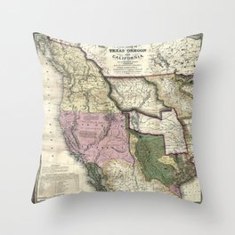 West United States 1846 vintage pictorial map  Throw Pillow