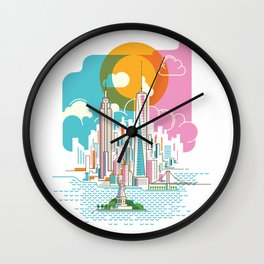 New York City Skyline Graphic Design Wall Clock