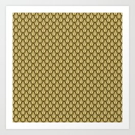 Gleaming Gold Leaf Scalloped Scale Pattern Art Print