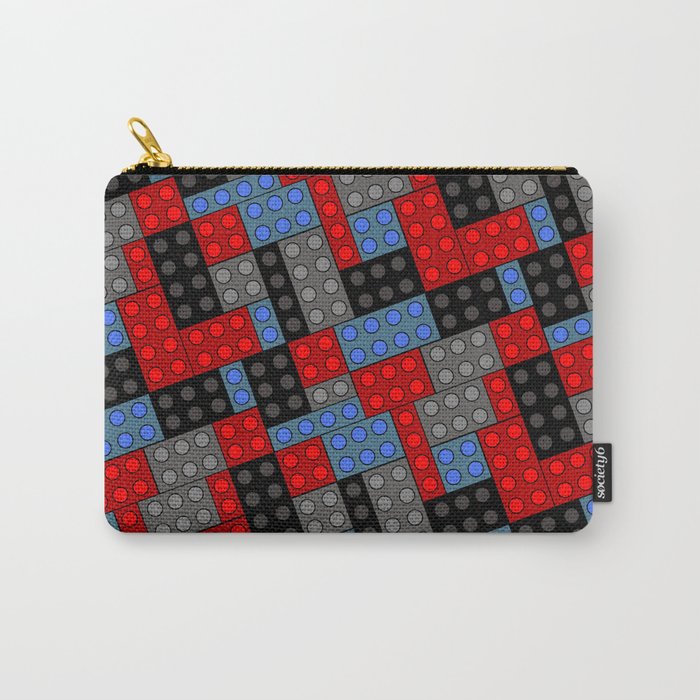 Building Blocks, Red Black & Blue Bricks Carry-All Pouch