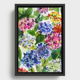 hydrangeas in green: watercolor flowers Framed Canvas