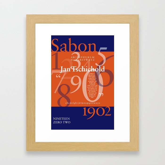 Sabon Typography Poster Framed Art Print