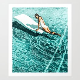 Pool Day | Summer Swimming Swim Fashion | Bath Vacation Relax Self Care Watercolor Painting Art Print