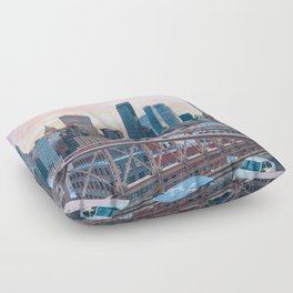 Brooklyn Bridge Sunset | New York City | Lower Manhattan Skyline Floor Pillow