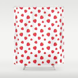 Red Strawberry Love Pattern Shower Curtain