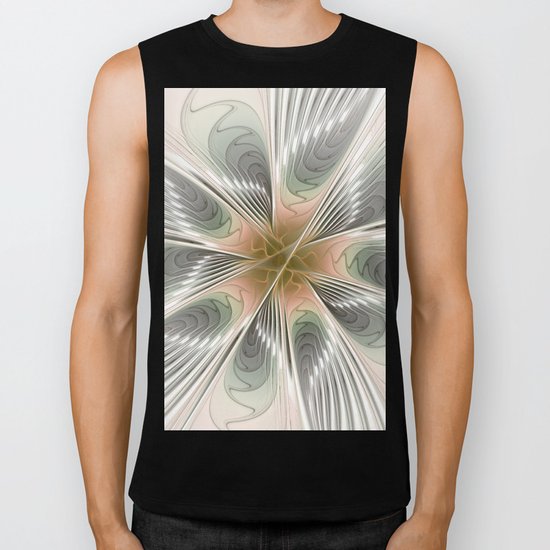 Floral Elegance, Modern Fractal Art Biker Tank