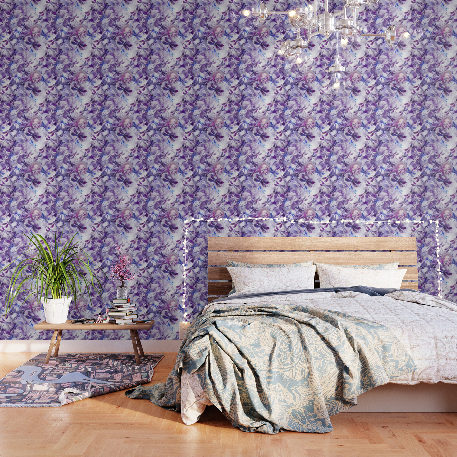Dragonfly Lullaby In Pantone Ultraviolet Purple Wallpaper By