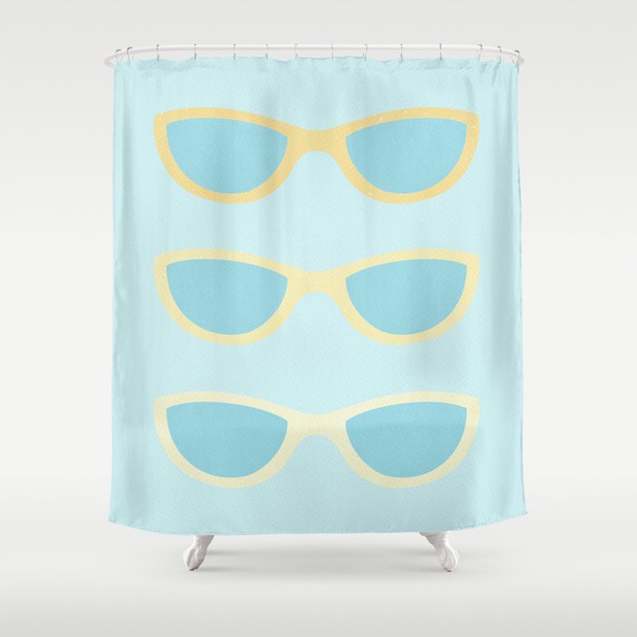 Yellow and blue retro sunglasses Shower Curtain