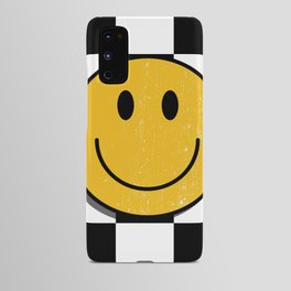 Smiley Face with Black and White Chessboard Background Android Case