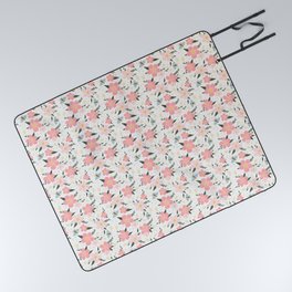 Spring Pink Cherry Blossoms Floral Picnic Blanket