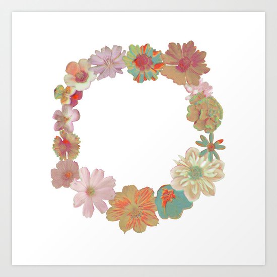 Halftone Flower Ring Art Print