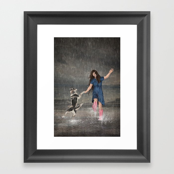 Amor Fati or Dancing in the Rain Framed Art Print