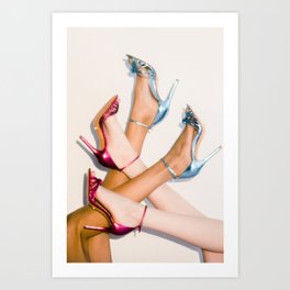 Blue and Pink Heels Art Print | Beauty, Sexy, Red, Fashion, Digital, Legs, Highheels, Pink, Shiny, Vintage 