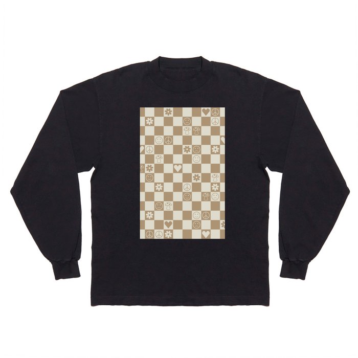 Happy Checkered pattern neutral Long Sleeve T Shirt