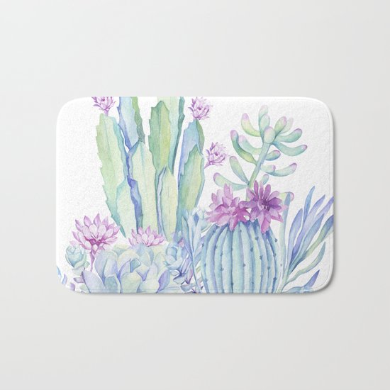 Mixed Cacti White #society6 #buyart Bath Mat