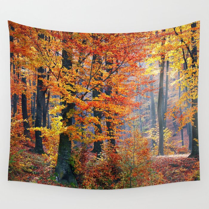 Colorful Autumn Fall Forest Wall Tapestry