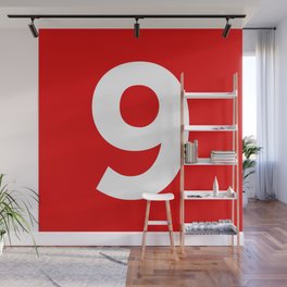 Number 9 (White & Red) Wall Mural