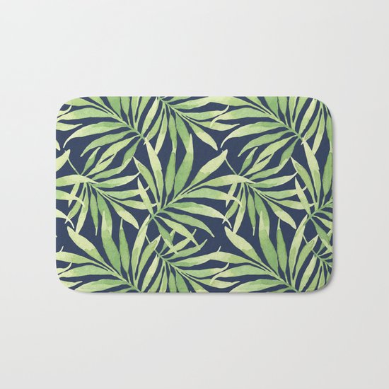 Tropical Branches on Dark Pattern 10 Bath Mat