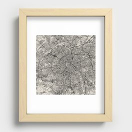 Paris Map - Black&White City Maps Recessed Framed Print