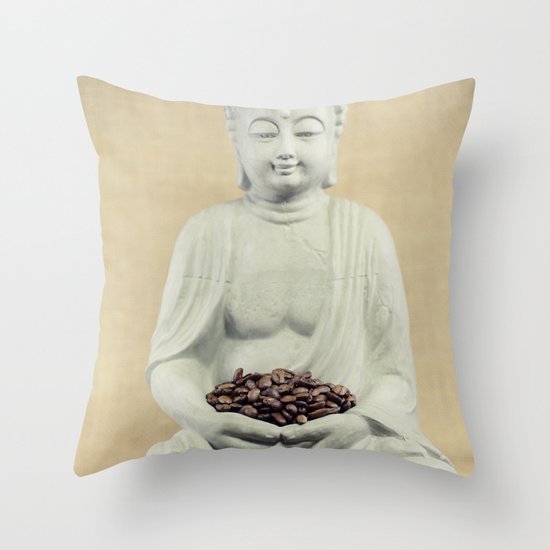 Coffee beans Buddha 3 Throw Pillow