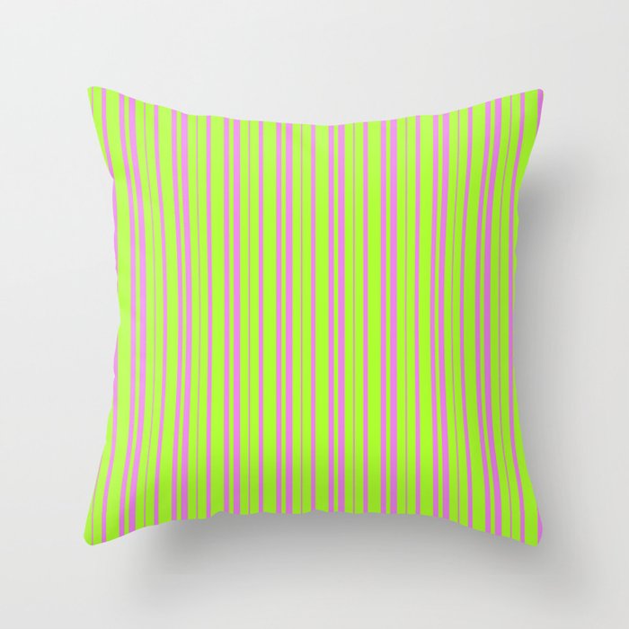 Light Green & Violet Colored Pattern of Stripes Throw Pillow