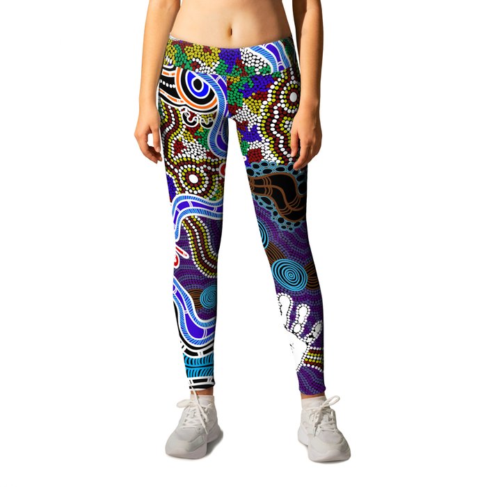Authentic Aboriginal Art - Discovering Your Dreams Leggings by