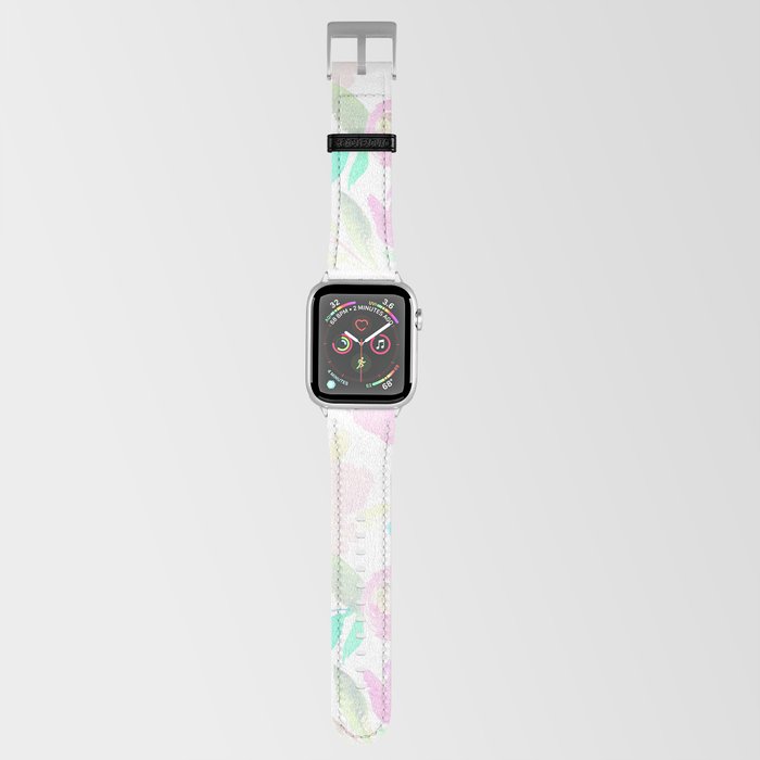 Watercolor aqua pink coral turquoise lilac flowers Apple Watch Band