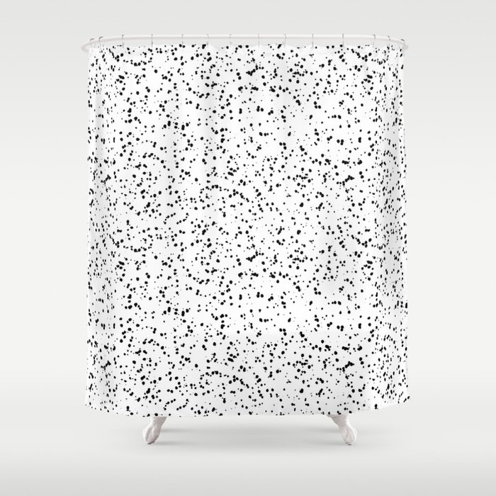 Speckles I: Double Black on White Shower Curtain