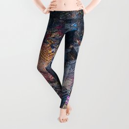 Times Square neon city lights, Midnight landscape painting Leggings