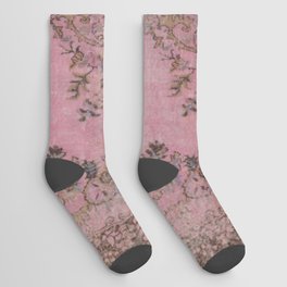 pink oriental vintage carpet Socks