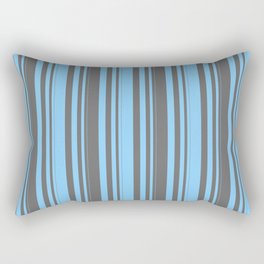 [ Thumbnail: Light Sky Blue and Dim Grey Colored Pattern of Stripes Rectangular Pillow ]