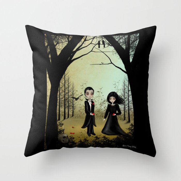 Our Hearts - Gothic Romance Art Throw Pillow