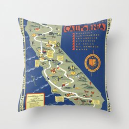 CALIFORNIA University map MAP Berkeley Throw Pillow